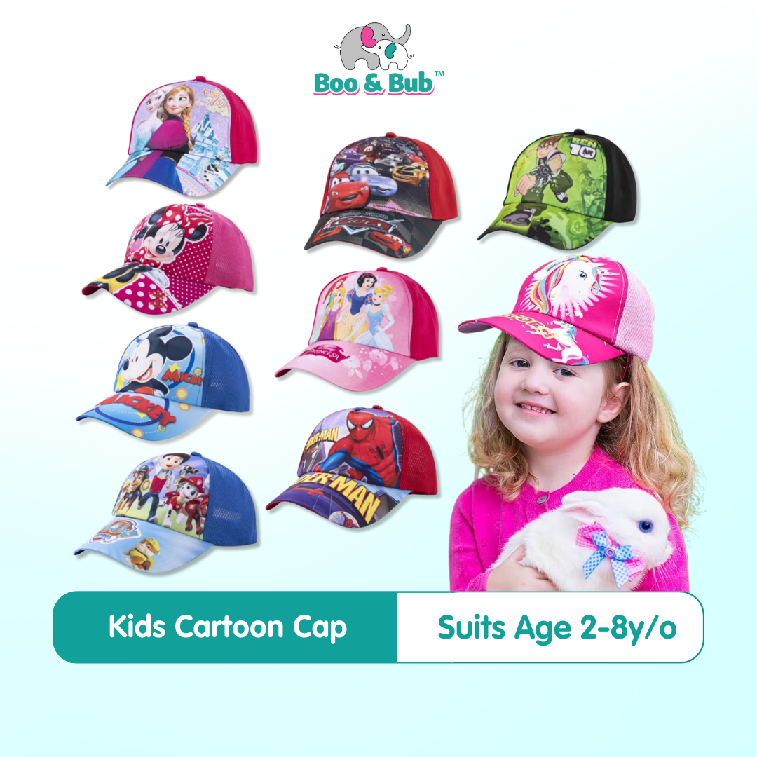 Kid Cartoon Cap | Children SunSummer Caps Girls Hat Mickey Minnie Spiderman Frozen Elsa Sophia Baby Boy - Boo & Bub