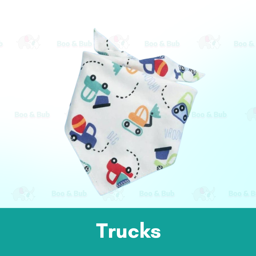 Baby Cotton Triangle Bibs | Toddler newborn Bib With Button | double layers Cartoon Character Animal Print - Boo & Bub