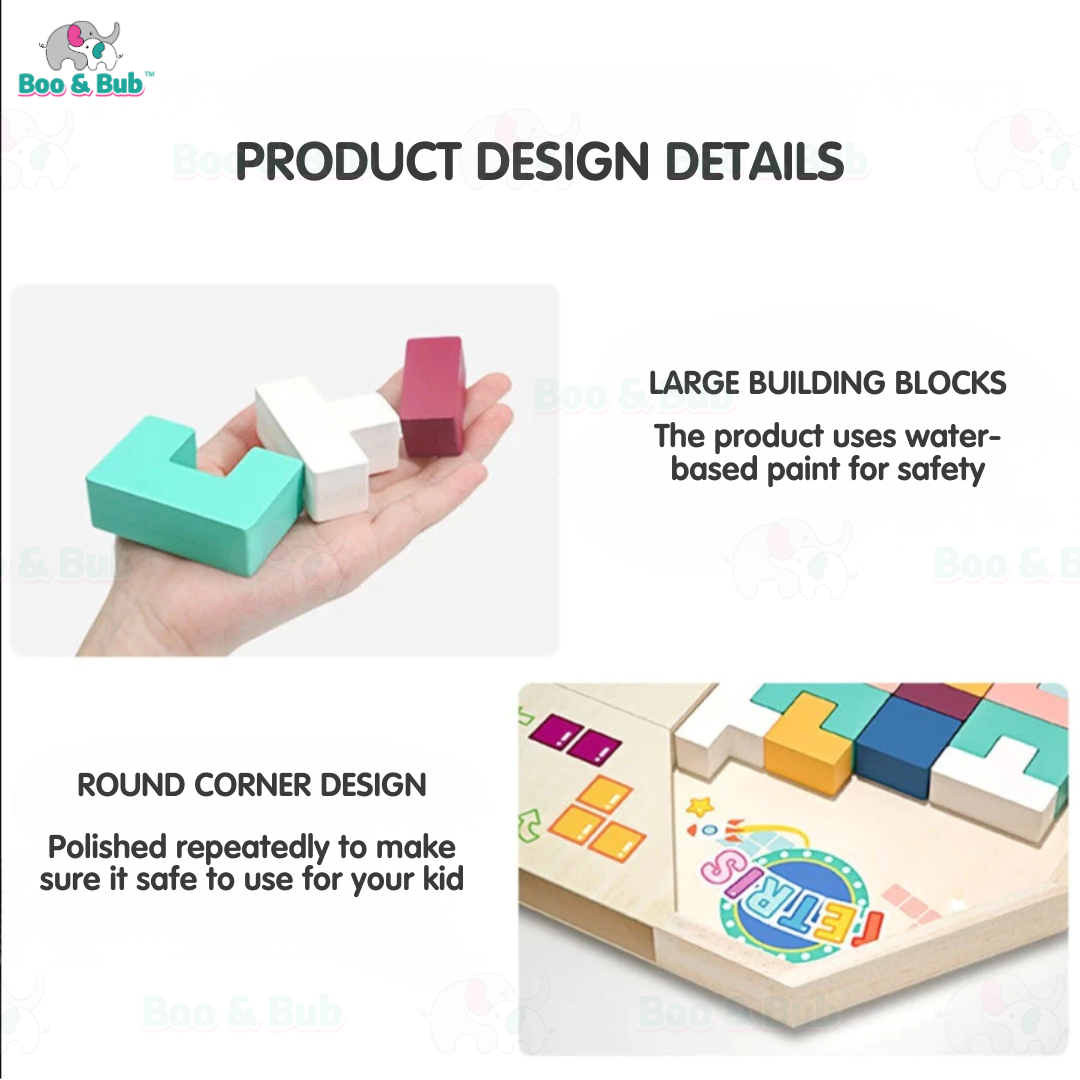 Wooden 3D Tetris Building Cube Puzzle | Soma cube Luban lock Blocks Toy Montessori Educational Creativity Kids - Boo & Bub