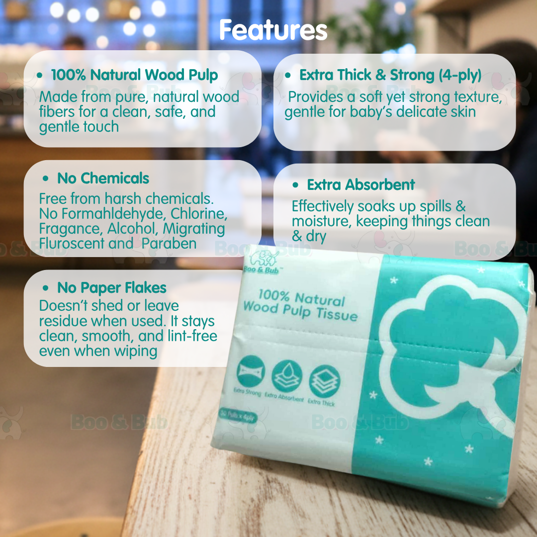 [30 Packs/ Carton] Boo&Bub Bamboo Tissue 3Ply 1 Carton Soft Facial Tissue tisu - Boo & Bub