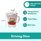 400ml Milk Cup with Cover Silicone straw | Training Glass Mug Baby Dinosaur Unicorn Water Bottle Heat-Resistant - Boo & Bub