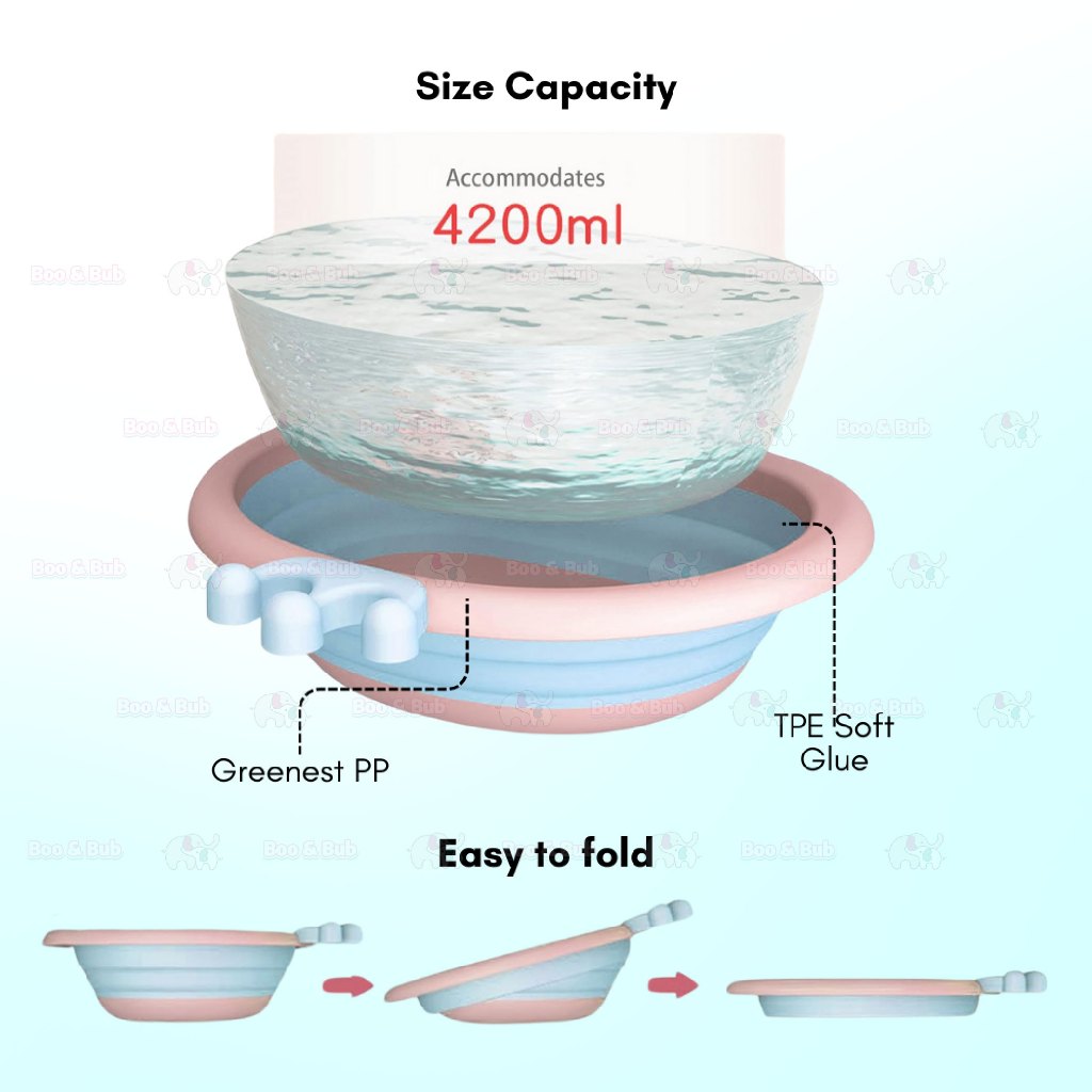 Foldable Children Washbasin | Portable travel Baby basin Silicone Folding Outdoor face washing - Boo & Bub