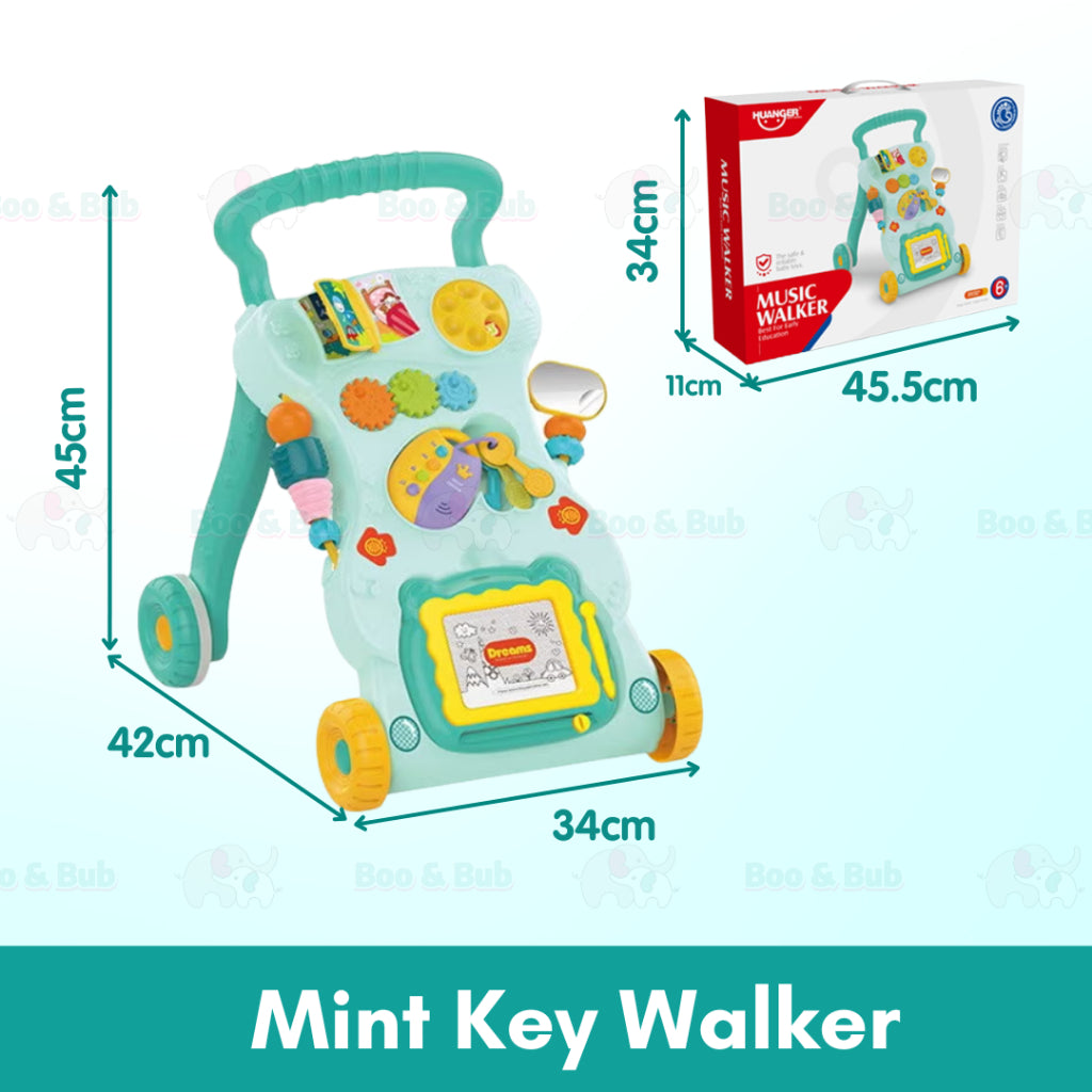 Baby Walker | Stand-to-Sit Trolley High Quality Kids Gift For Toddler Learning Walk Music Piano Phone Drawing Toy - Boo & Bub
