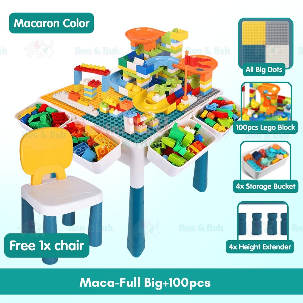 Multi-Function Children Building Blocks Table | Learning Playing Study Drawing Compatible Duplo Kids Desk - Boo & Bub