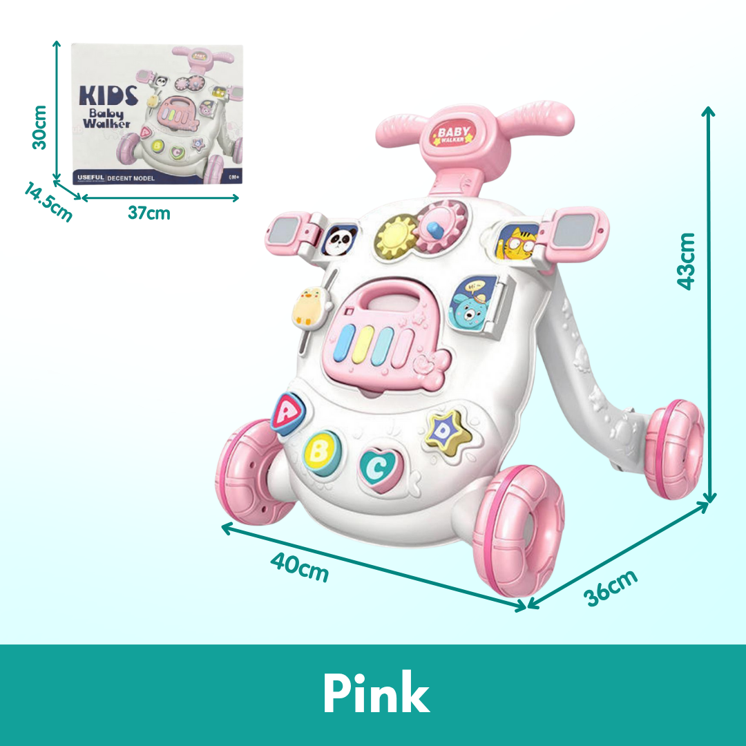 Baby Walker | Stand-to-Sit Trolley High Quality Kids Gift For Toddler Learning Walk Music Piano Phone Drawing Toy - Boo & Bub