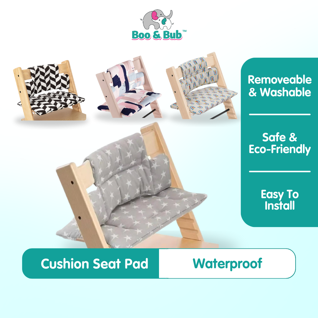 Boo&Bub Washable Waterproof Cushion seat pad Nordic Style Wooden Highchair Breathable Soft & Comfortable high chair - Boo & Bub