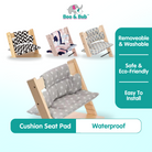 Boo&Bub Washable Waterproof Cushion seat pad Nordic Style Wooden Highchair Breathable Soft & Comfortable high chair - Boo & Bub