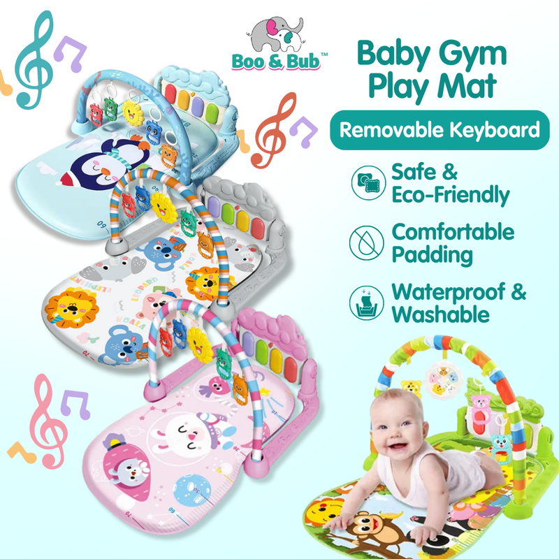 Music Baby Gym Piano Play Mat |  Infant Crawling Activity Bed Toddler Exercise Fitness Rattle | Tilam Mainan Bayi