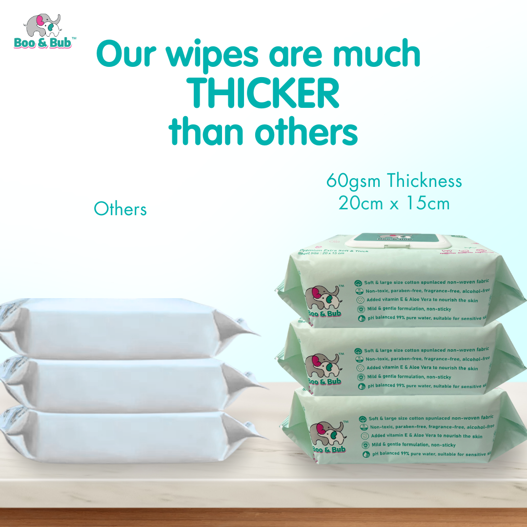 [Carton] 9x80 pcs Baby Hand Mouth Wipes / Wet Tissue | Alcohol-free, paraben-free, fragrance-free wipe - Boo & Bub