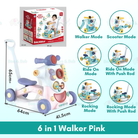 Baby Walker | Stand-to-Sit Trolley High Quality Kids Gift For Toddler Learning Walk Music Piano Phone Drawing Toy - Boo & Bub