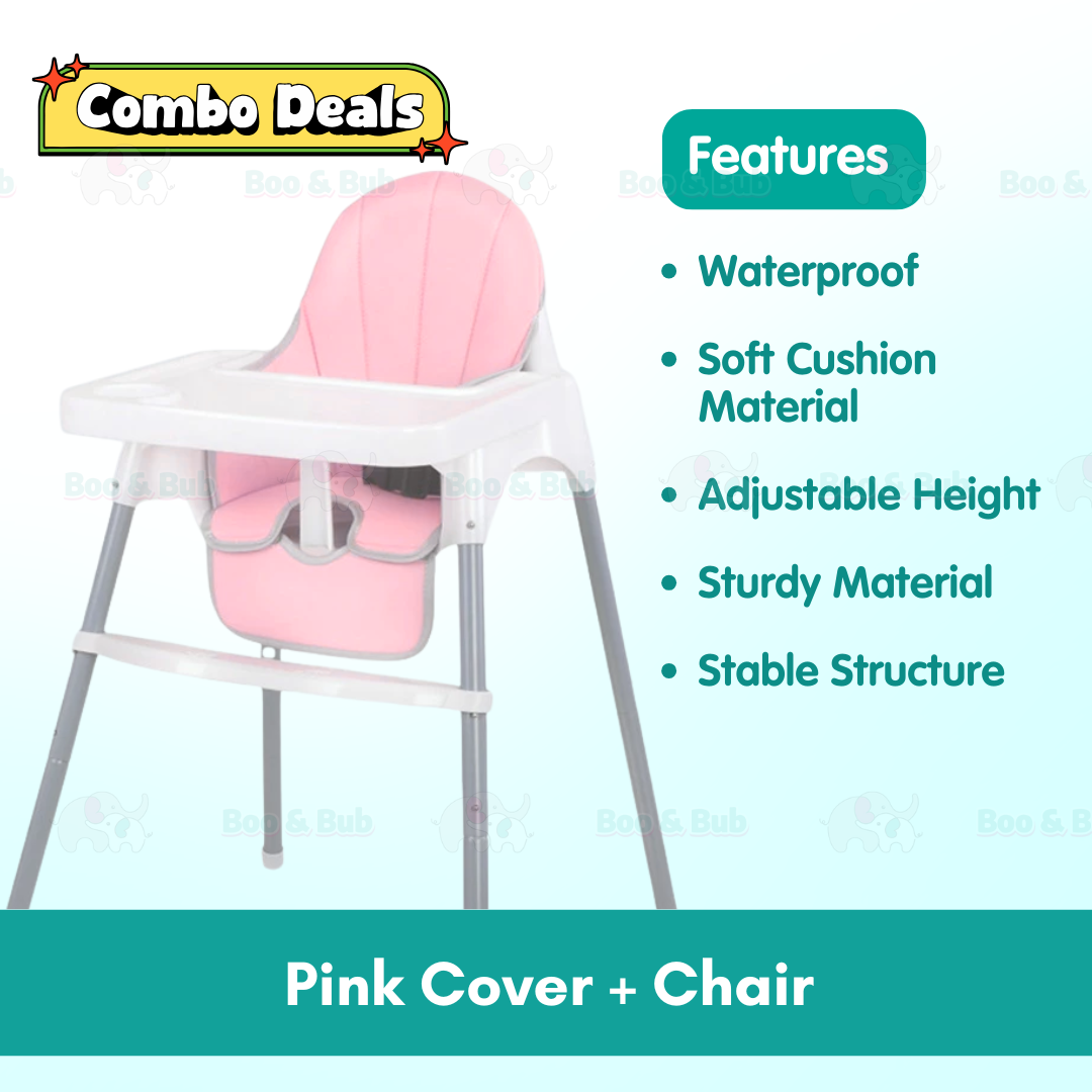 Boo&Bub 2 in 1 Baby Chair Height Adjustable Infant Baby High Chair With Safety Belt Cushion Baby Chair Dining Kerusi - Boo & Bub
