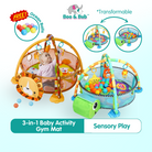 3-in-1 Baby Activity Gym Mat | Crawling Blanket Infant Game Pad Play Rug Turtle Design Play Mat Children Kids Gift - Boo & Bub
