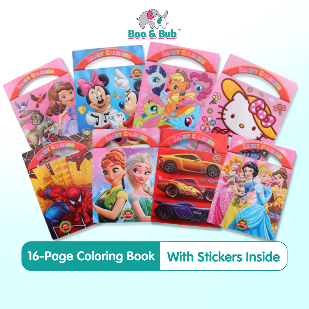 16-page Cartoon Coloring Sticker Book  | Cute Colouring Book Child Early Education Puzzle Learning Gift - Boo & Bub