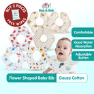 Flower Bib | Petal Pure Cotton Saliva Towel Newborn Comfort Infant Toddler Feeding Apron Soft Washable Bibs - Boo & Bub