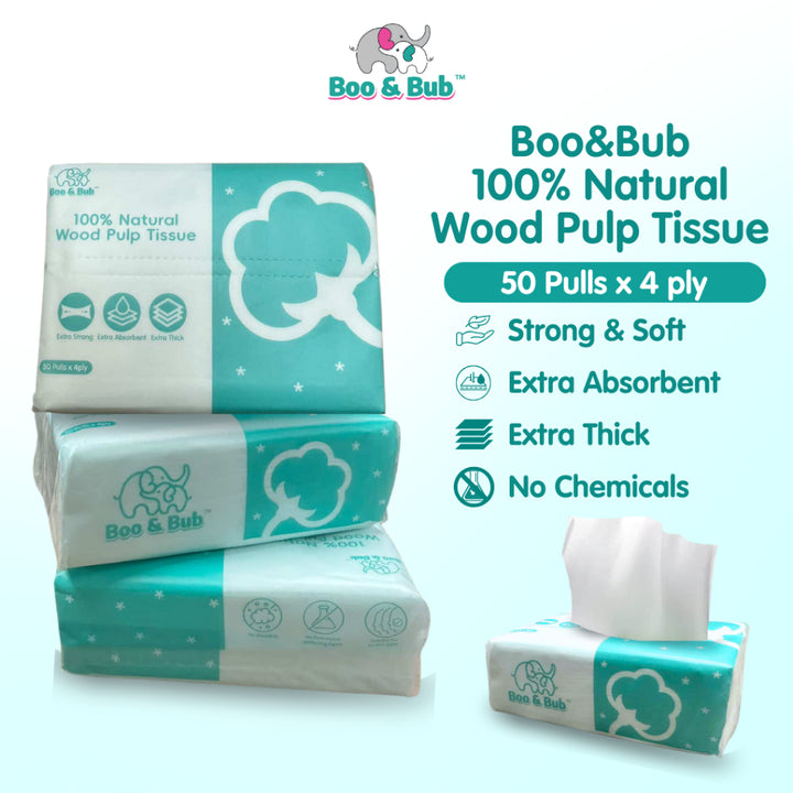 3ply 70 sheets Bamboo Tissue | Soft Facial Tissue Paper Healthy Environmental Friendly Towel 纯竹浆抽纸 - Boo & Bub