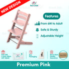 Nordic Design Wooden Children Baby High Chair | Height Adjustable Solid Wood Highchair for Kids Feeding Dining - Boo & Bub
