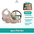Boo&Bub Baby Stainless Steel Tableware Set 5pcs BPA-Free Silikon Hisap Anti-Tumpah Set Pinggan Mangkuk Bayi 儿童餐具 吸盘防滑 - Boo & Bub