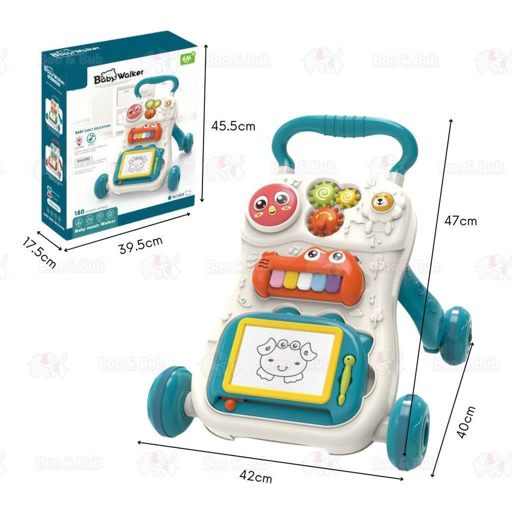Baby Walker | Stand-to-Sit Trolley High Quality Kids Gift For Toddler Learning Walk Music Piano Phone Drawing Toy - Boo & Bub