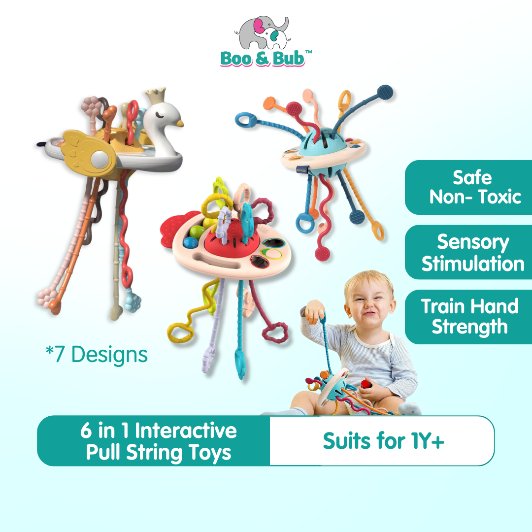 Boo&Bub 6 in 1 Activity Toys Educational Interactive Pull String Finger Toy - Boo & Bub
