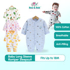 Baby Long Sleeve sleepsuit Romper Pyjamas | Cotton Clothes Newborn Cute Rompers Baby boy Girl Kids - Boo & Bub