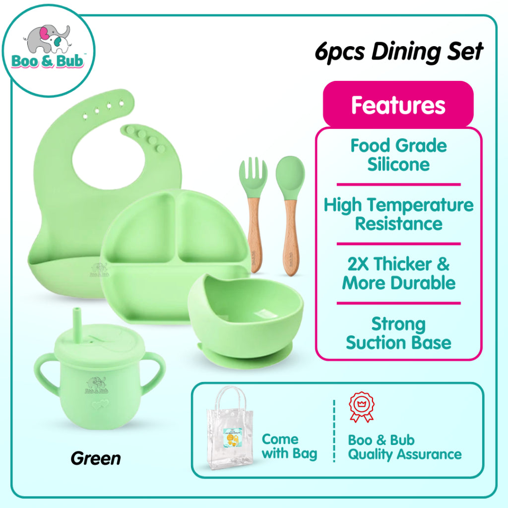 Baby Silicone Dining Set | Suction Plate BPA Free Microwavable Bowl Food Grade Training Dinning Tableware - Boo & Bub