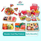 Boo&Bub Wooden Food Cooking Simulation | Tableware Children Kitchen Pretend Play Toy Fruit Vegetable Pizza Cutting - Boo & Bub
