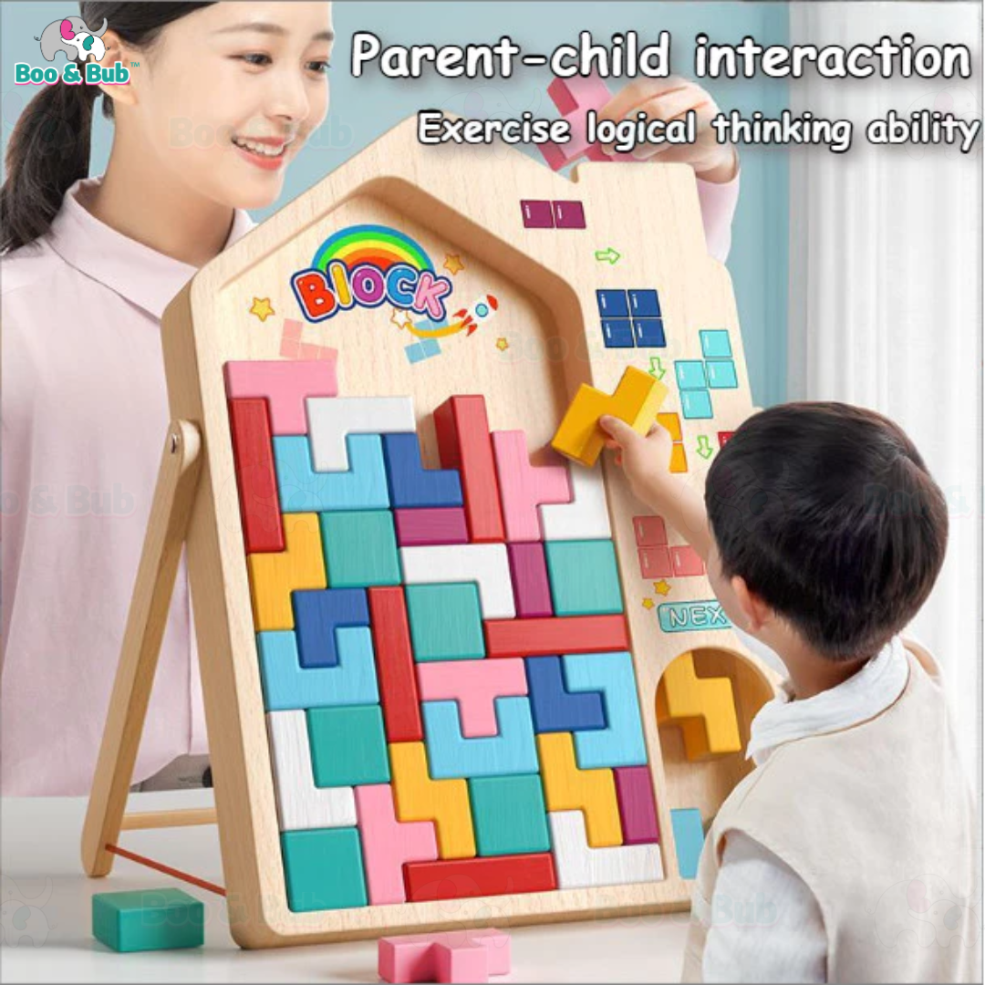 Wooden 3D Tetris Building Cube Puzzle | Soma cube Luban lock Blocks Toy Montessori Educational Creativity Kids - Boo & Bub
