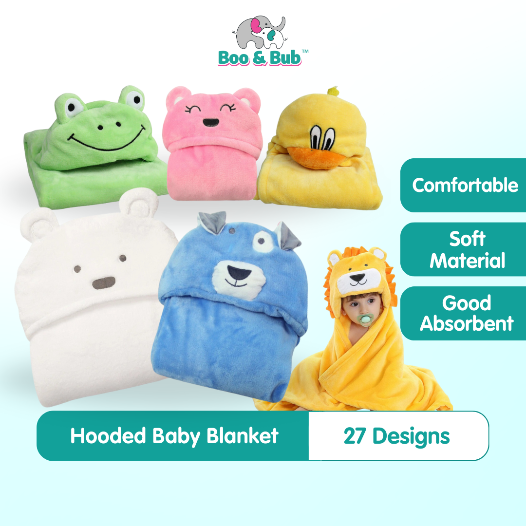 Boo&Bub Hooded Baby Blanket | Swaddle Newborn Thermal Soft Fleece Blanket Solid Bedding Set Cotton Quilt Infant Bedding - Boo & Bub