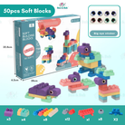 Baby 3D Soft Plastic Big Size Building Blocks | DIY Compatible Rubber Brick Early Educational Teethers Bricks - Boo & Bub