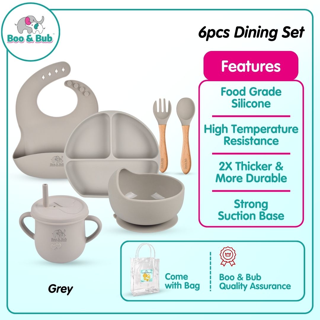 Baby Silicone Dining Set | Suction Plate BPA Free Microwavable Bowl Food Grade Training Dinning Tableware - Boo & Bub
