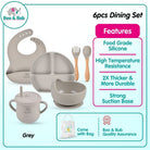 Baby Silicone Dining Set | Suction Plate BPA Free Microwavable Bowl Food Grade Training Dinning Tableware - Boo & Bub