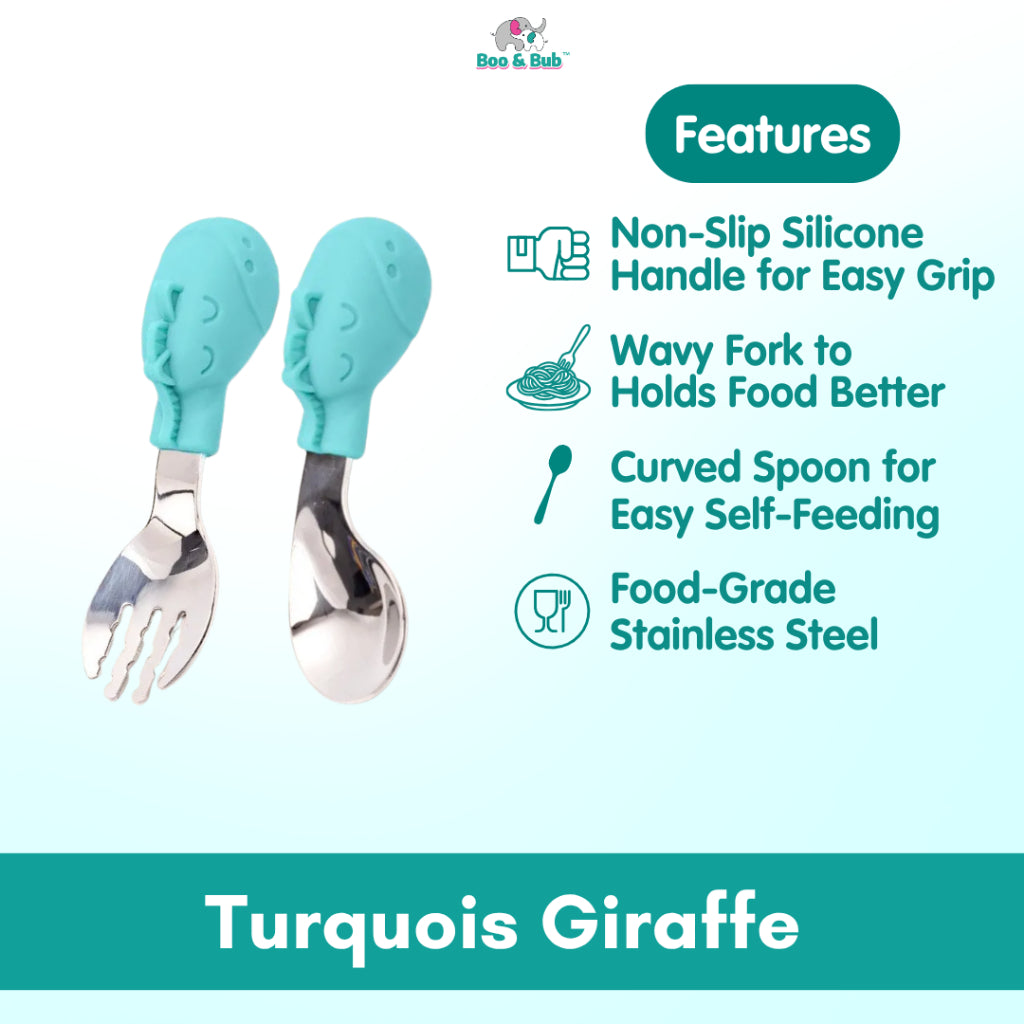 2PCS Soft Silicone Baby Spoon Set | Baby Infact Tableware Feeding Dishes Tableware For Kids Learn To Eat Training - Boo & Bub
