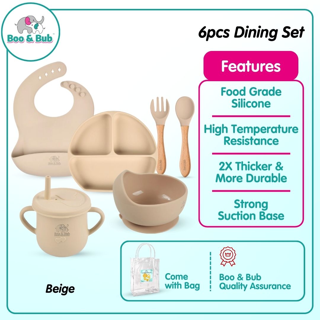 Baby Silicone Dining Set | Suction Plate BPA Free Microwavable Bowl Food Grade Training Dinning Tableware - Boo & Bub