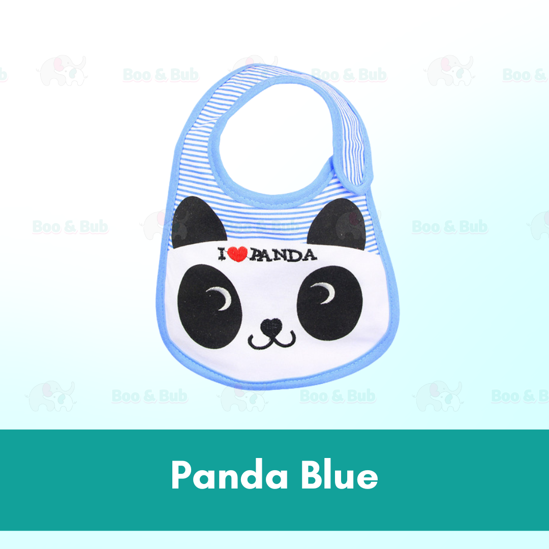 Boo&Bub Newborn Cute Print Bib | Baby Bib With Button | double layers Cartoon Character Animal - Boo & Bub
