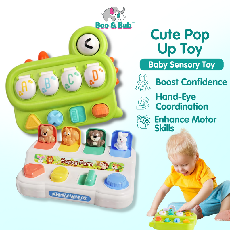 Boo and Bub Dinosaur Baby Pop Up Animal Toy Early Learning Development Montessori Sensory Toy Interactive Toys for Kids