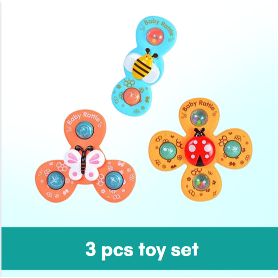 Boo&Bub Baby Spin Top Bath Toys | Boy Children Bathing Spinner Suction Cup Toy For Kids 1 To 6 Years - Boo & Bub