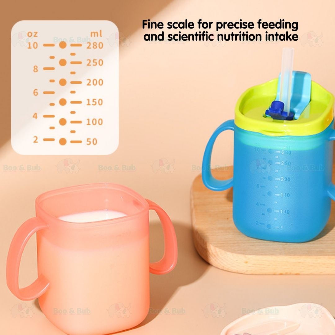280ml Double Layer Kids Water Bottle | Cute Christmas Deer Glass Cup Creative Children's Cups Baby Feeding Gift - Boo & Bub