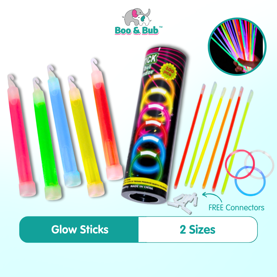 100PCS Glow Sticks | Kid Fun Safe Light Stick Necklace Bracelets Fluorescent Event Festive Party Supplies Concert - Boo & Bub