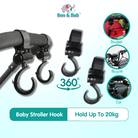 2PCS Baby Stroller Hooks | Pram Rotate 360 Diaper Bag Hanger Baby Kids Activity Gear Stroller Accessories - Boo & Bub