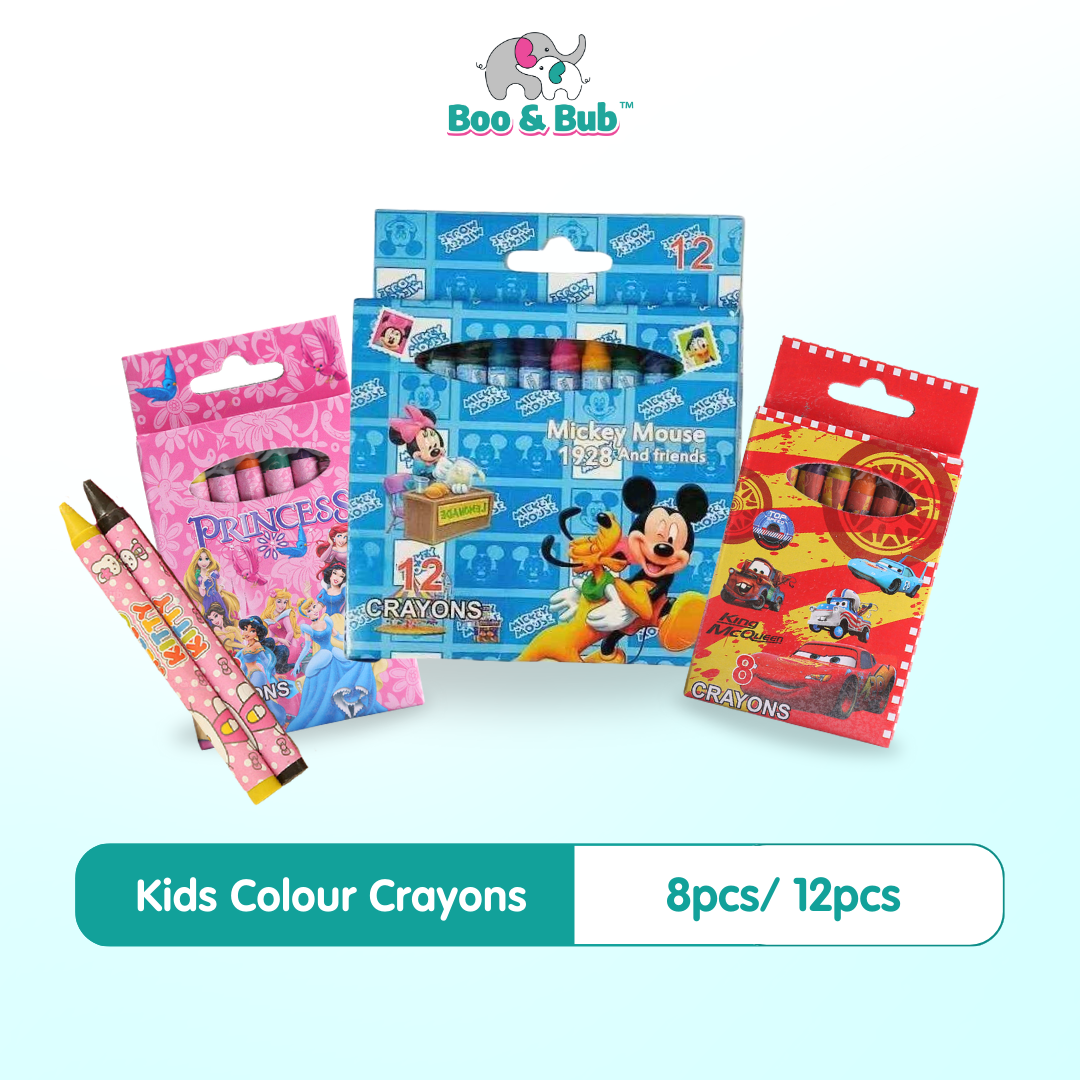 Boo&Bub 8/12pcs Kids Cartoon Colour Crayon set Birthday Door Gift Goodies Bag Coloring Crayon Color Pencils Warna Krayon - Boo & Bub