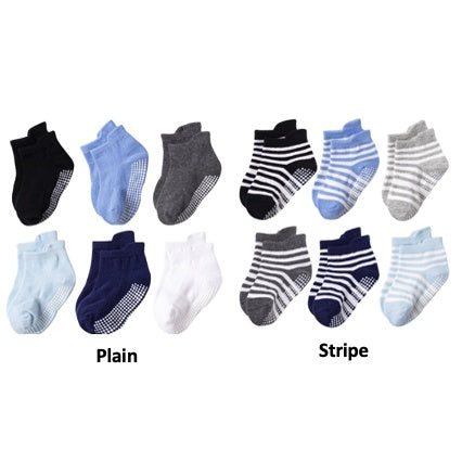 6 Pairs - 0 to 5 Years Anti-slip Socks | Cotton Ankle Grips Baby Toddler Kids Boys Girls breathable Comfortable Sport - Boo & Bub