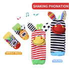 2 PCS - Boo&Bub Baby animals Cartoon hand Wrist foot Socks Rattle | Cute infant BB plush toy Early Educational Newborn - Boo & Bub