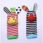 2 PCS - Boo&Bub Baby animals Cartoon hand Wrist foot Socks Rattle | Cute infant BB plush toy Early Educational Newborn - Boo & Bub
