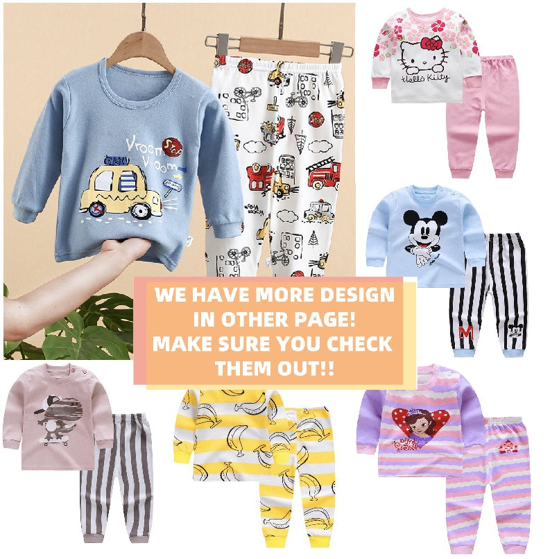Kid Pyjamas Set | Cartoon Cute Children Sleepwear | Cotton Soft Baby Nightwear Clothes Pajamas | Baju Tidur Budak - Boo & Bub
