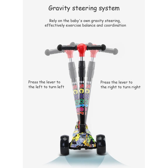 Kid Scooter Flashing Light Wheel | Foldable Aluminum skateboard kids Adjustable Height  Foot Scooters Toys Gifts - Boo & Bub