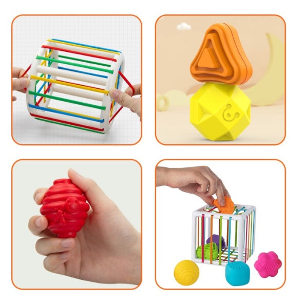 Shape Sorting Toy | Motor Skill Touch Grasp Toy Color Cognition Sensory Toy Kids Cube Montessori Educational Baby - Boo & Bub