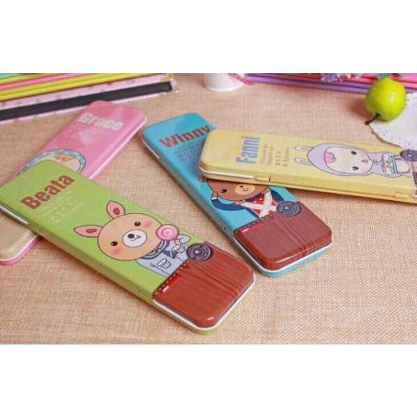 Cartoon Metal Stationery Box | Cute Creative Iron Pencil Case For Kids Kawaii Practical Storage Supplies Kid - Boo & Bub