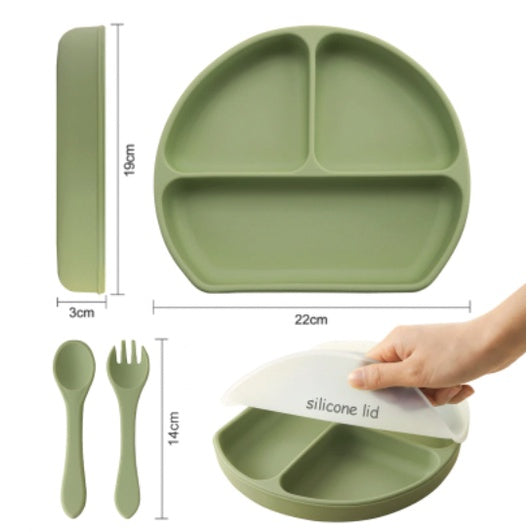Baby Silicone Dining Set | Suction Plate BPA Free Microwavable Bowl Food Grade Training Dinning Tableware - Boo & Bub