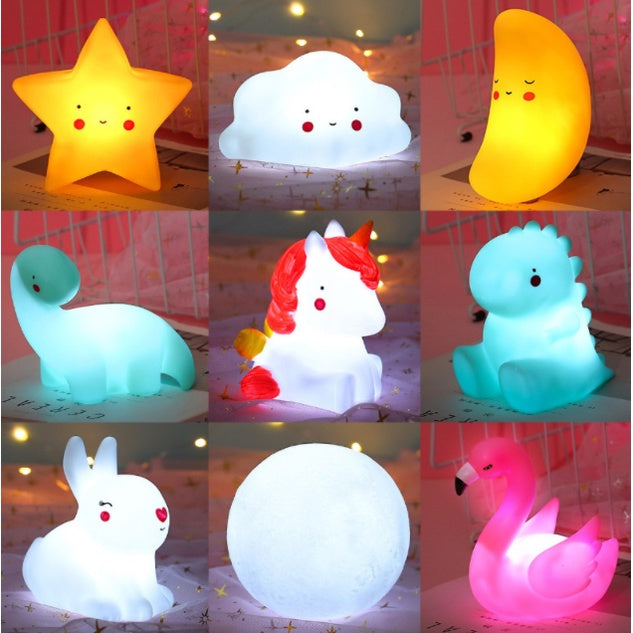 Cute Mini Lamp | Silicone Night Light Cloud Star Moon Mushroom Led for Kids Baby Bedroom Desktop Decor Night Lights - Boo & Bub