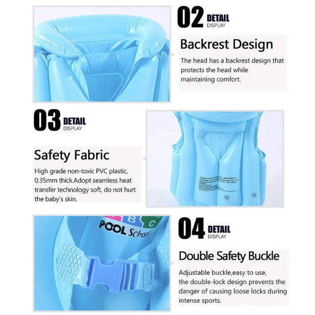 Children's Life Vest Jacket | Swimsuit Inflatable floatable Baby Pools Swimming Water Float Kids safety - Boo & Bub